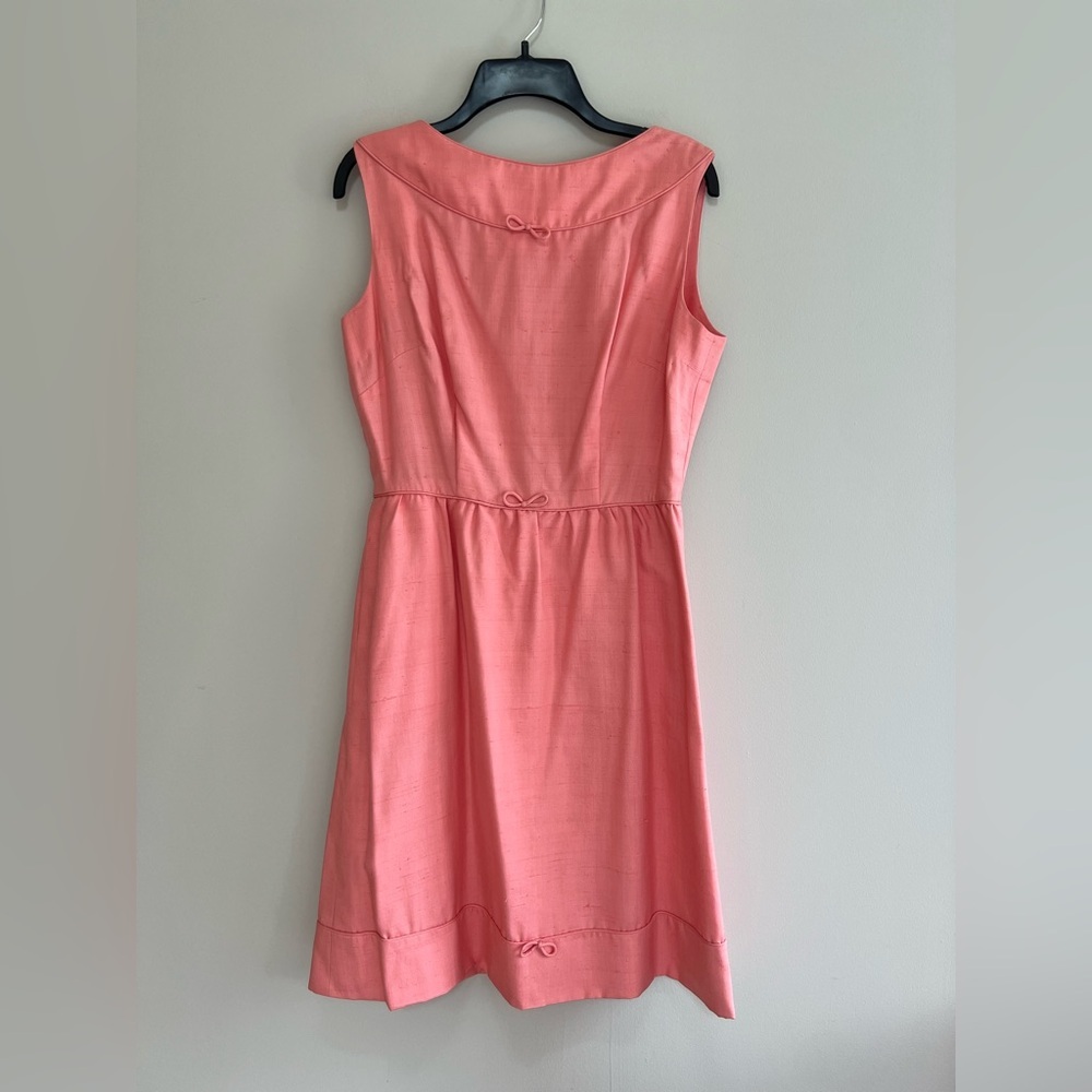 Colony Classics Vintage 100% Raw Silk Pink Coral Sleeveless Cocktail Dress, 10